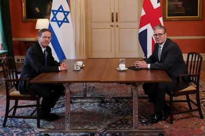 Image for UK PM Starmer and Israeli president clash during 'tough' meeting
