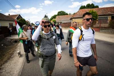 Image for Hungarian opposition leader Magyar walks to Romania, courting ethnic Hungarians
