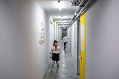 Image for Ukrainian children open school year by heading underground