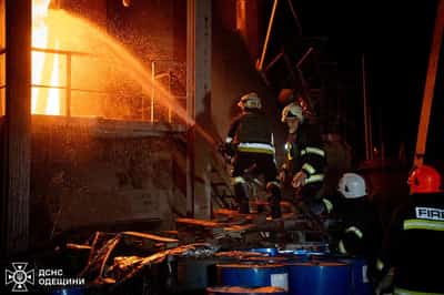 Image for Russia's drone strikes spark fire at energy facility in Odesa region, Ukraine says