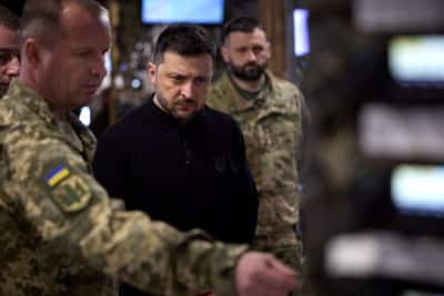 Image for Zelenskiy visits troops near Zaporizhzhia front as Russian pressure mounts