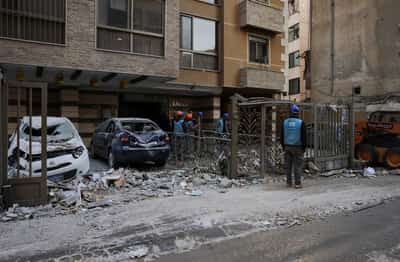 Image for Israel pounds Beirut suburbs after Hezbollah fires volley of rockets