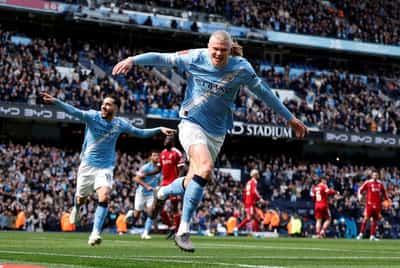 Image for Soccer-Haaland bags hat-trick as Man City hammer Liverpool 4-0 in FA Cup quarter-final