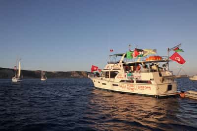 Image for Drones from Turkey circle Gaza aid flotilla as boats sail east