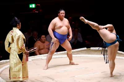 Image for Flipping sumo wrestlers get London tournament rolling