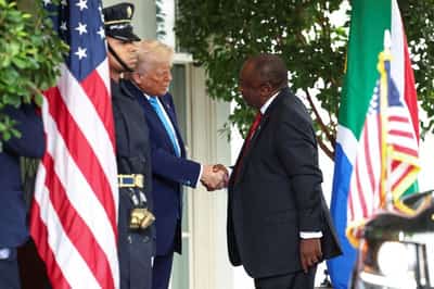 Image for Trump confronts South Africa's Ramaphosa with false claims of white genocide